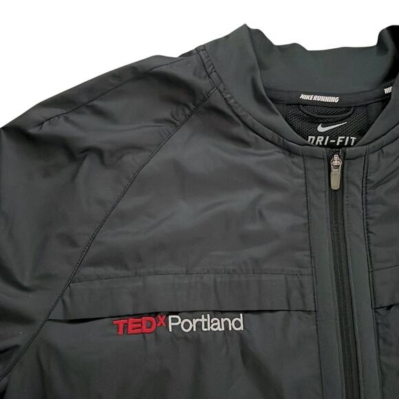 Nike Running Dri-Fit TEDx Portland Womens Black Full Zip Lightweight Jacket L - Picture 2 of 16